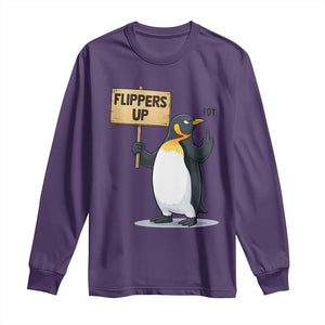 Penguins Resist Long Sleeve Shirt Flippers Up Protest TS14 Purple Print Your Wear