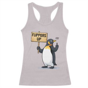 Penguins Resist Racerback Tank Top Flippers Up Protest TS14 Ice Gray Print Your Wear