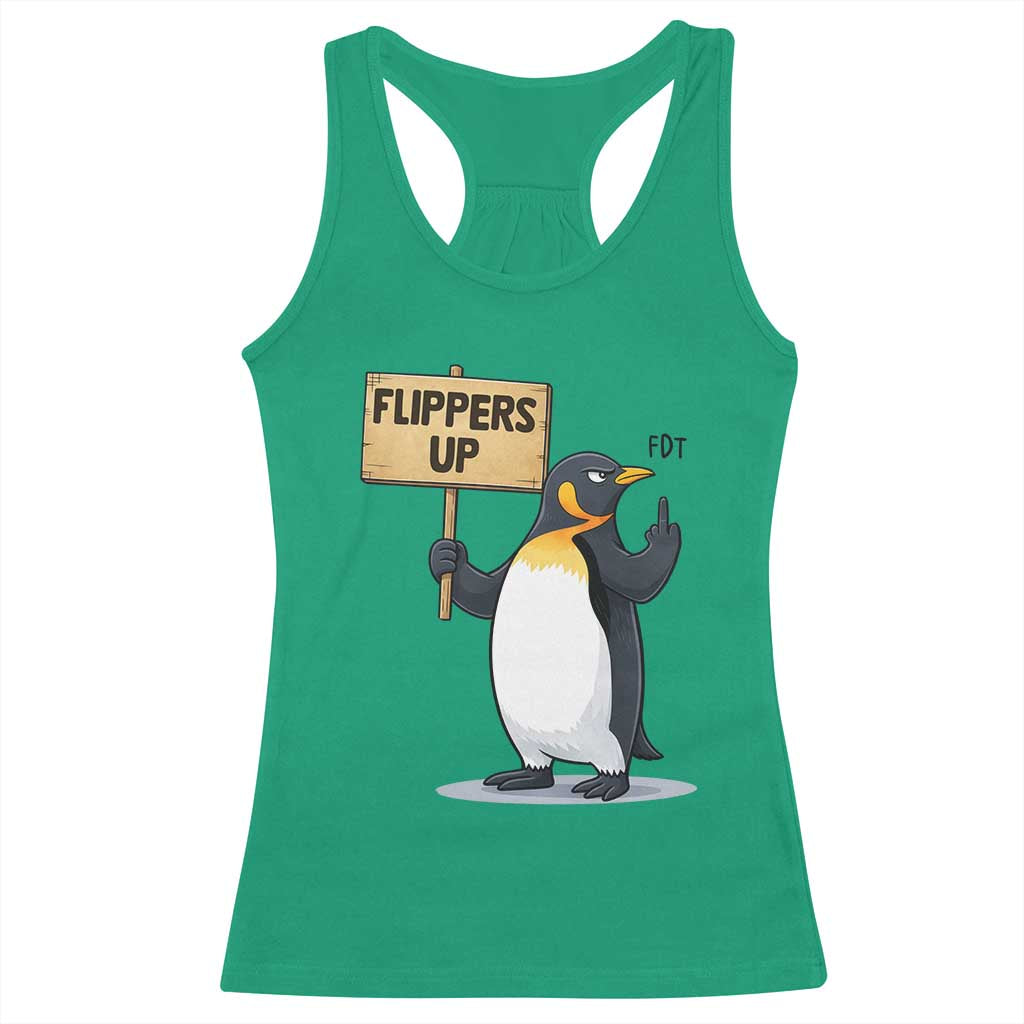 Penguins Resist Racerback Tank Top Flippers Up Protest TS14 Irish Green Print Your Wear