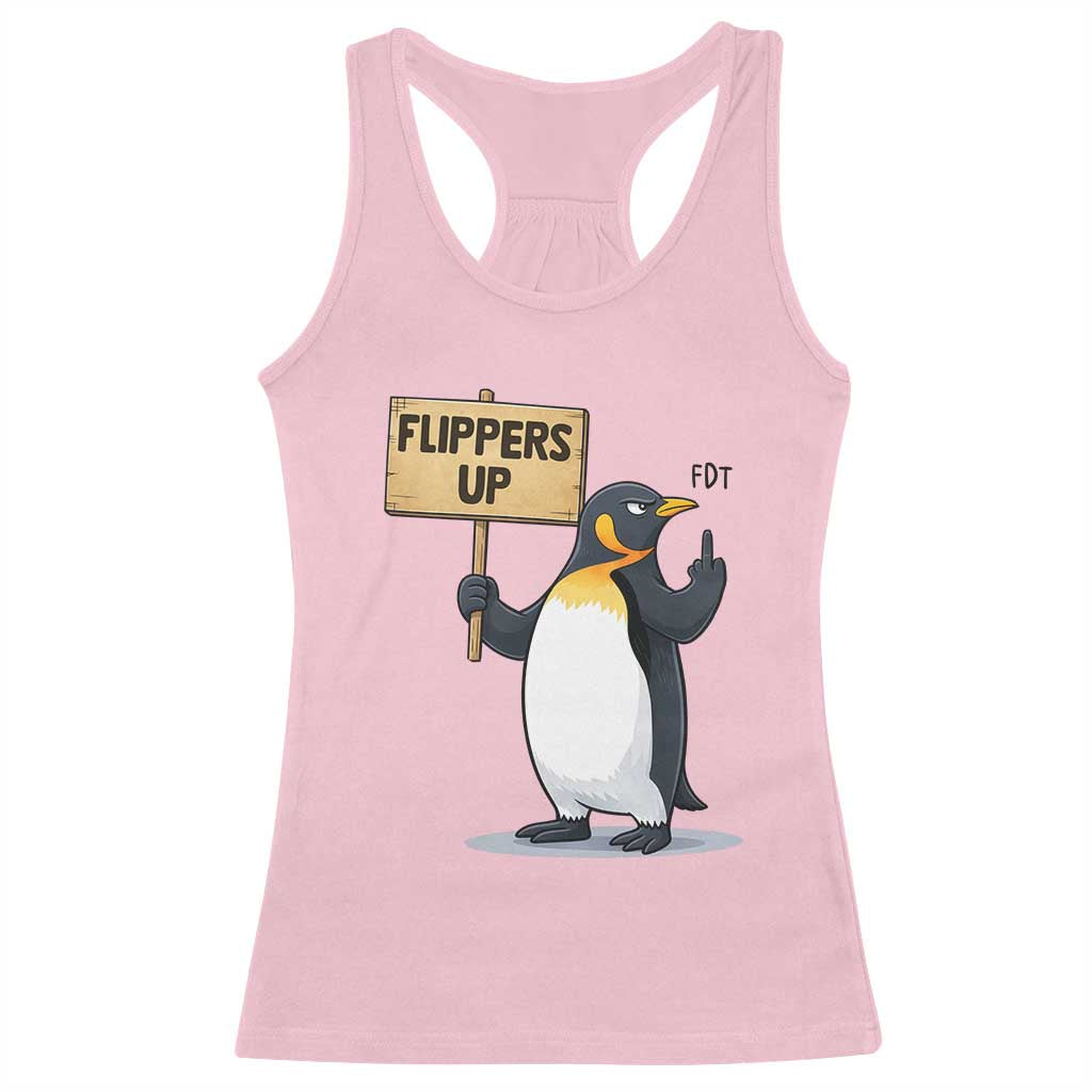 Penguins Resist Racerback Tank Top Flippers Up Protest TS14 Light Pink Print Your Wear
