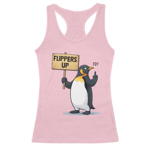 Penguins Resist Racerback Tank Top Flippers Up Protest TS14 Light Pink Print Your Wear