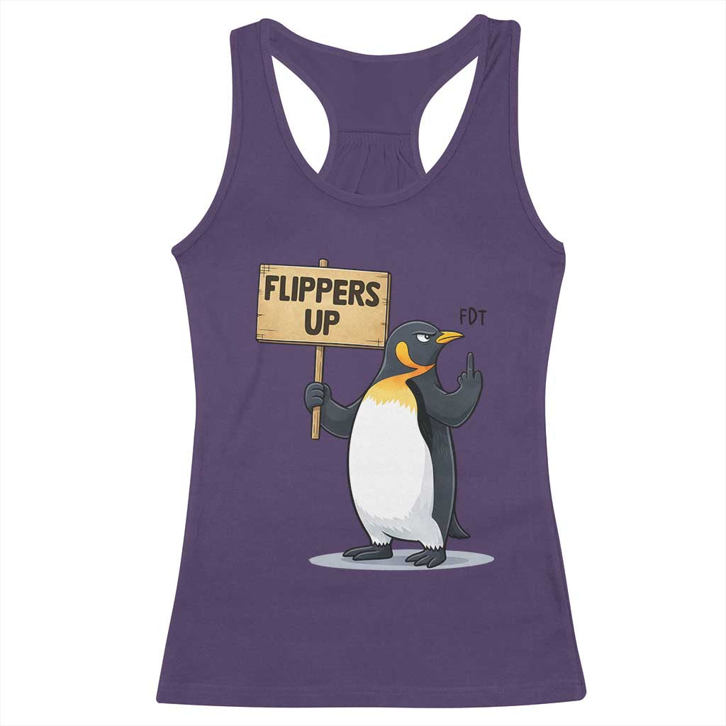 Penguins Resist Racerback Tank Top Flippers Up Protest TS14 Purple Print Your Wear