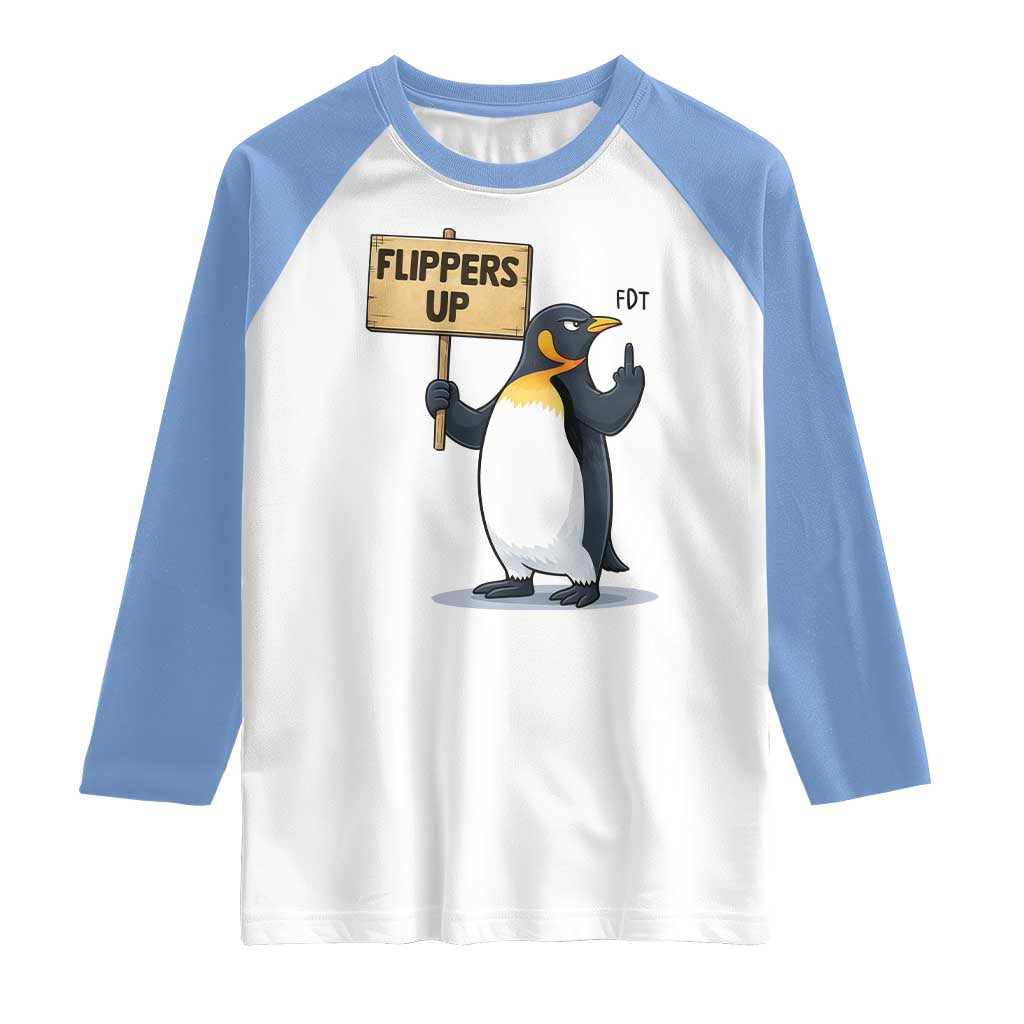 Penguins Resist Raglan Shirt Flippers Up Protest TS14 White Carolina Blue Print Your Wear