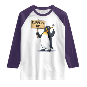 Penguins Resist Raglan Shirt Flippers Up Protest TS14 White Purple Print Your Wear