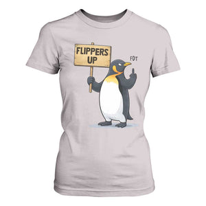 Penguins Resist T Shirt For Women Flippers Up Protest TS14 Ice Gray Print Your Wear