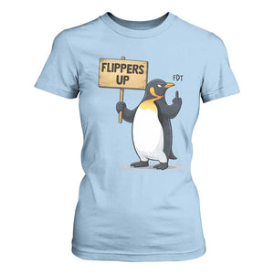 Penguins Resist T Shirt For Women Flippers Up Protest TS14 Light Blue Print Your Wear