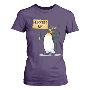 Penguins Resist T Shirt For Women Flippers Up Protest TS14 Purple Print Your Wear