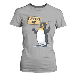 Penguins Resist T Shirt For Women Flippers Up Protest TS14 Sport Gray Print Your Wear