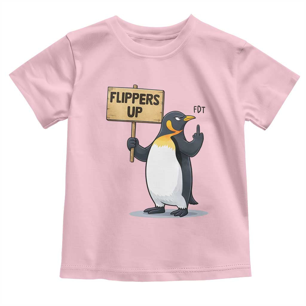 Penguins Resist Toddler T Shirt Flippers Up Protest TS14 Light Pink Print Your Wear