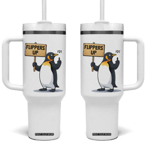 Penguins Resist Tumbler With Handle Flippers Up Protest TS14 One Size: 40 oz White Print Your Wear