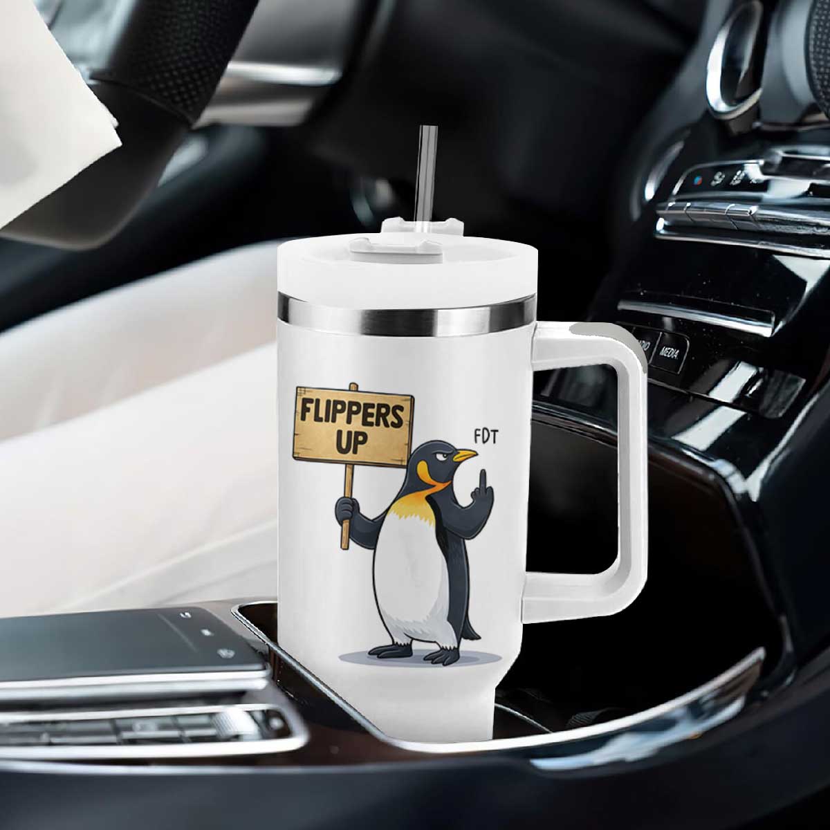 Penguins Resist Tumbler With Handle Flippers Up Protest TS14 Print Your Wear
