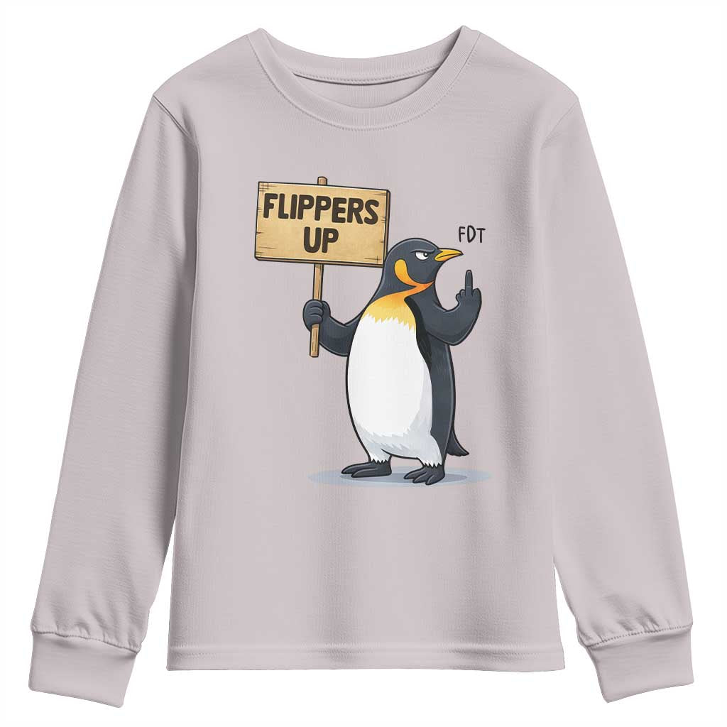 Penguins Resist Youth Sweatshirt Flippers Up Protest TS14 Ice Gray Print Your Wear