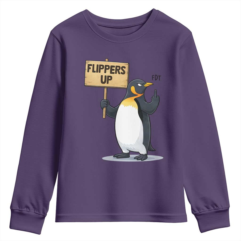 Penguins Resist Youth Sweatshirt Flippers Up Protest TS14 Purple Print Your Wear