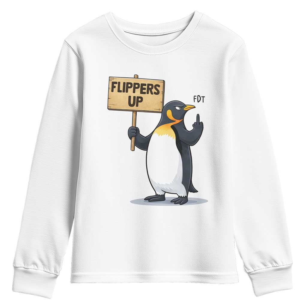 Penguins Resist Youth Sweatshirt Flippers Up Protest TS14 White Print Your Wear