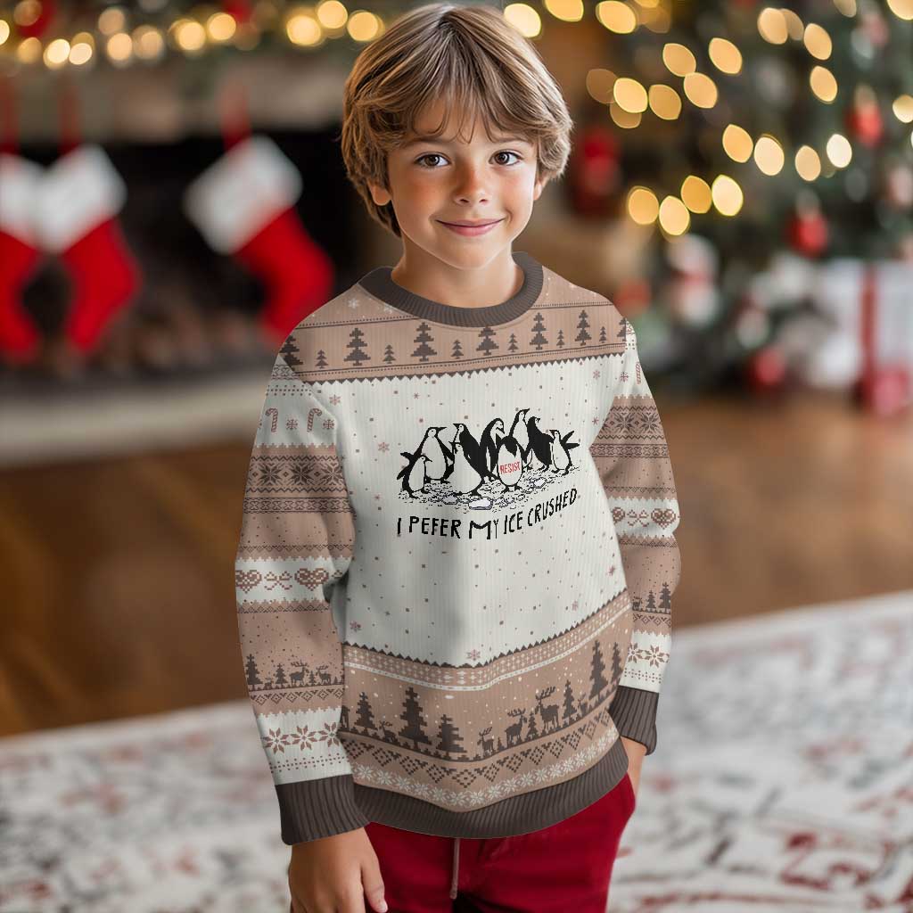 Funny Penguins Resist Protest Ugly Christmas Sweater I Pefer My Ice Crushed TS14 Mocha Mousse Print Your Wear