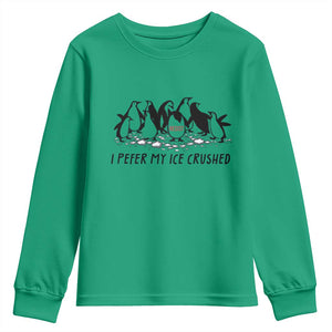 Funny Penguins Resist Protest Youth Sweatshirt I Pefer My Ice Crushed TS14 Irish Green Print Your Wear