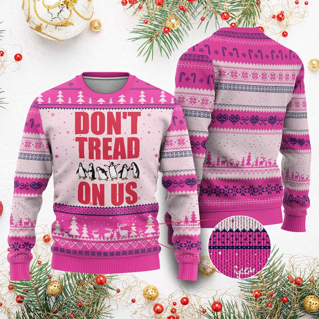 Funny Penguins Resist Protest Ugly Christmas Sweater Don't Tread On Us TS14 Hot Pink Print Your Wear
