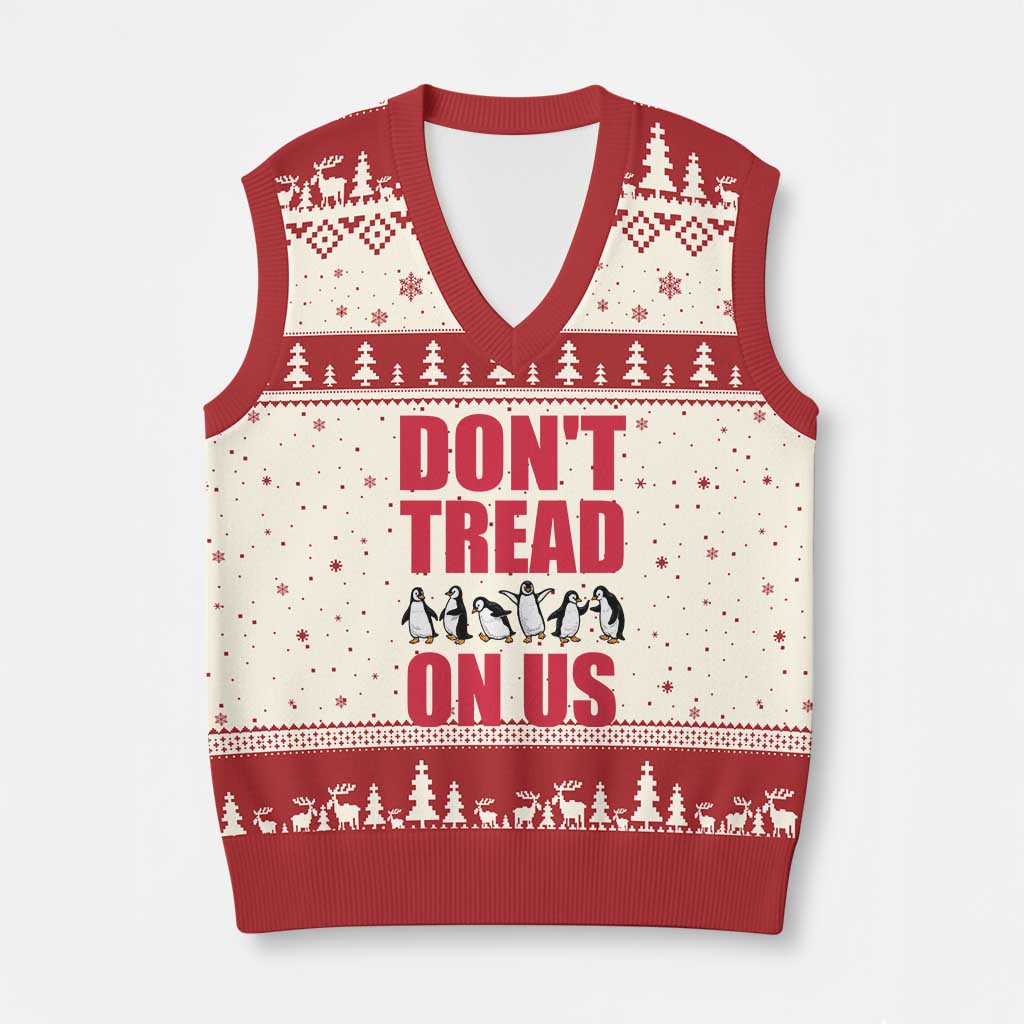 Funny Penguins Resist Protest V-Neck Knit Sweater Vest Don't Tread On Us TS14 Beige Red Print Your Wear