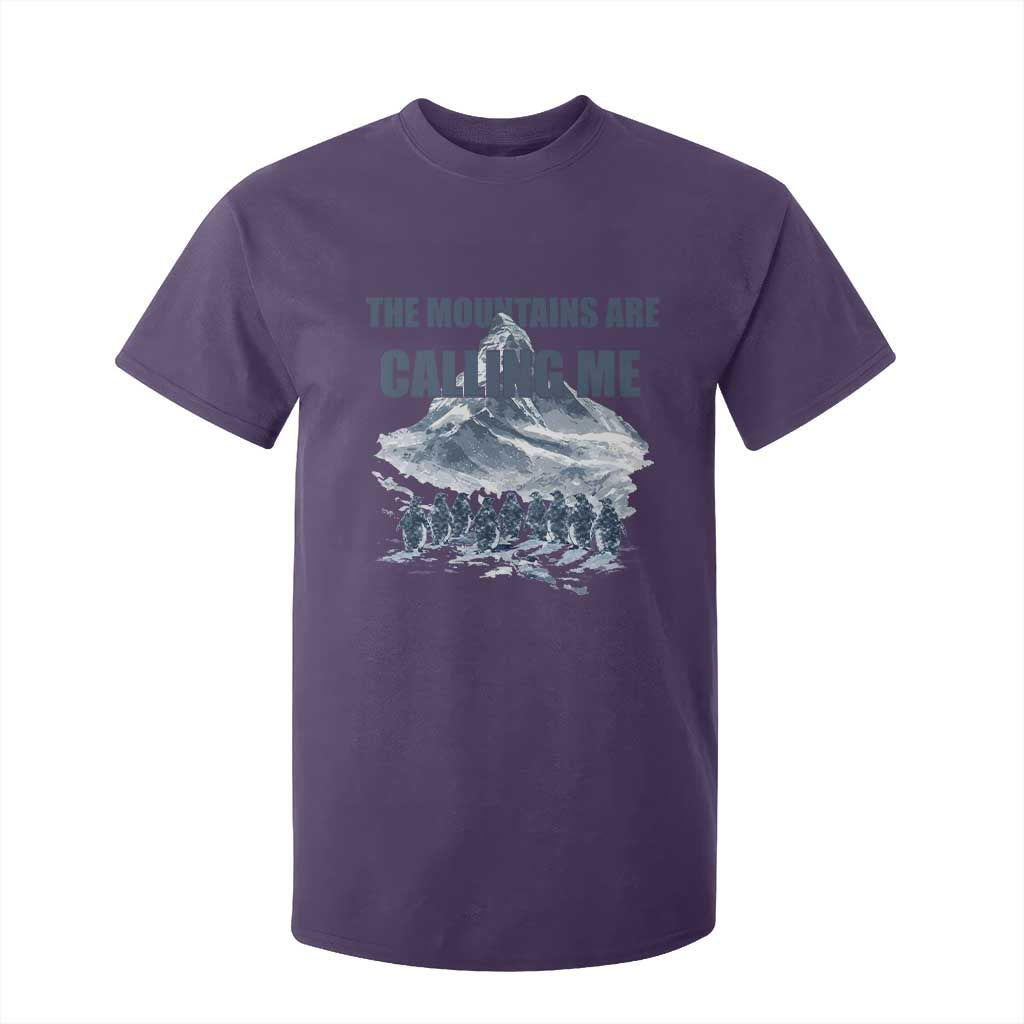 Funny Nihilist Penguin Hiking T Shirt For Kid The Mountains Are Calling Me TS14 Purple Print Your Wear