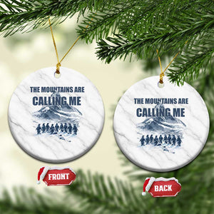 Funny Nihilist Penguin Hiking Ceramic Ornament The Mountains Are Calling Me TS14 1pc White Marble Print Your Wear
