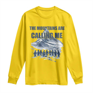 Funny Nihilist Penguin Hiking Long Sleeve Shirt The Mountains Are Calling Me TS14 Daisy Print Your Wear