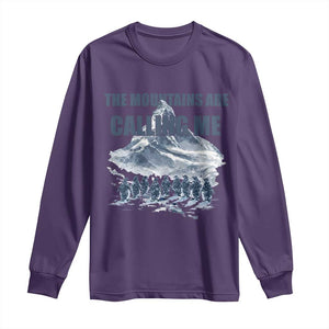 Funny Nihilist Penguin Hiking Long Sleeve Shirt The Mountains Are Calling Me TS14 Purple Print Your Wear