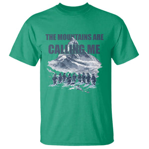 Funny Nihilist Penguin Hiking T Shirt The Mountains Are Calling Me TS14 Irish Green Print Your Wear