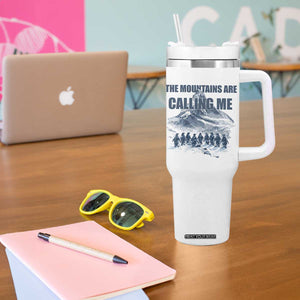 Funny Nihilist Penguin Hiking Tumbler With Handle The Mountains Are Calling Me TS14 Print Your Wear