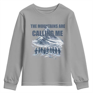 Funny Nihilist Penguin Hiking Youth Sweatshirt The Mountains Are Calling Me TS14 Sport Gray Print Your Wear