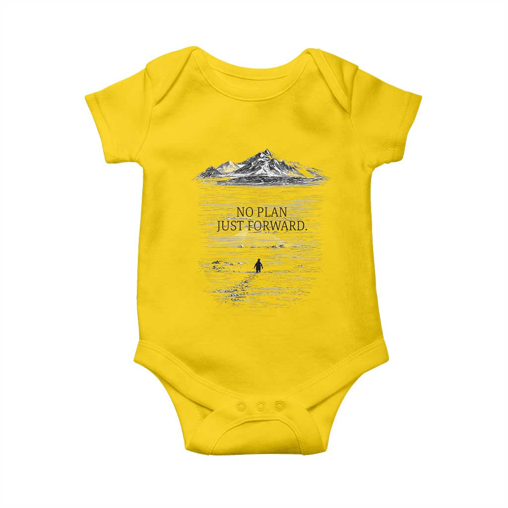 Funny Nihilist Penguin Hiking Baby Onesie No Plan Just Forward TS14 Daisy Print Your Wear
