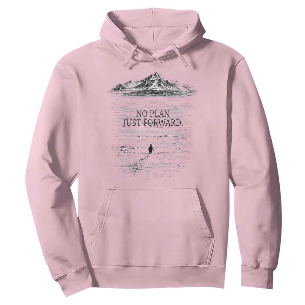Funny Nihilist Penguin Hiking Hoodie No Plan Just Forward TS14 Light Pink Print Your Wear