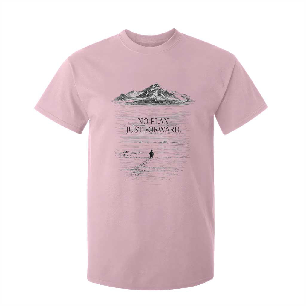 Funny Nihilist Penguin Hiking T Shirt For Kid No Plan Just Forward TS14 Light Pink Print Your Wear