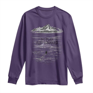 Funny Nihilist Penguin Hiking Long Sleeve Shirt No Plan Just Forward TS14 Purple Print Your Wear