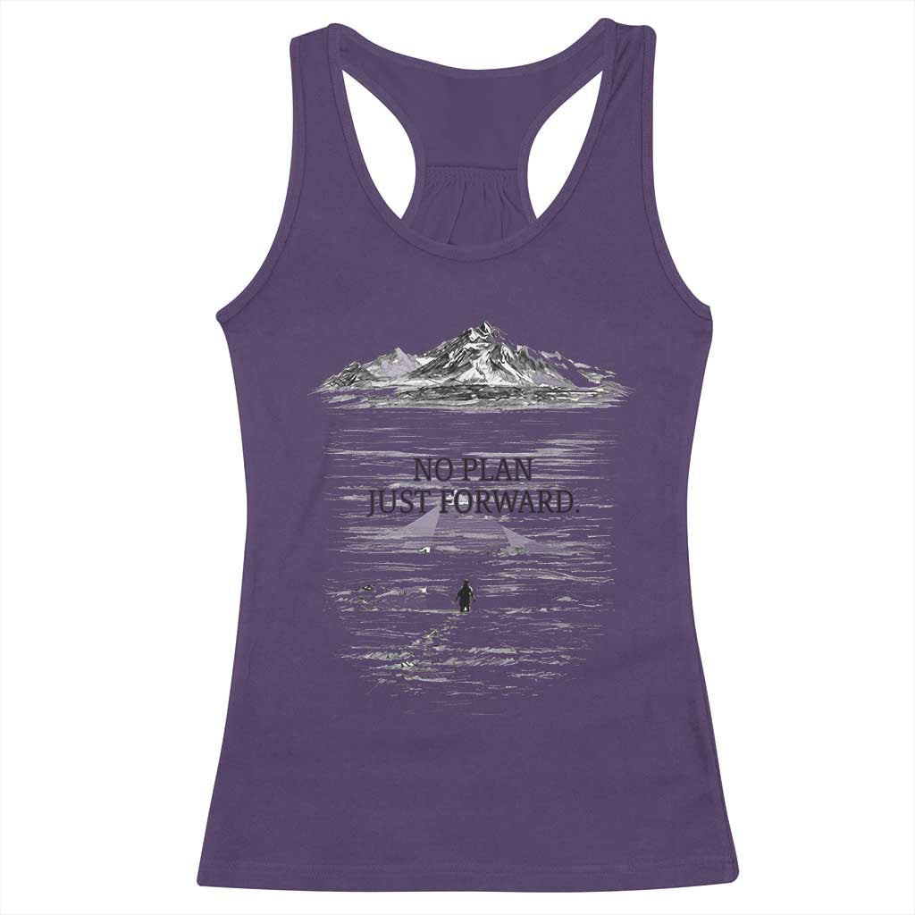 Funny Nihilist Penguin Hiking Racerback Tank Top No Plan Just Forward TS14 Purple Print Your Wear