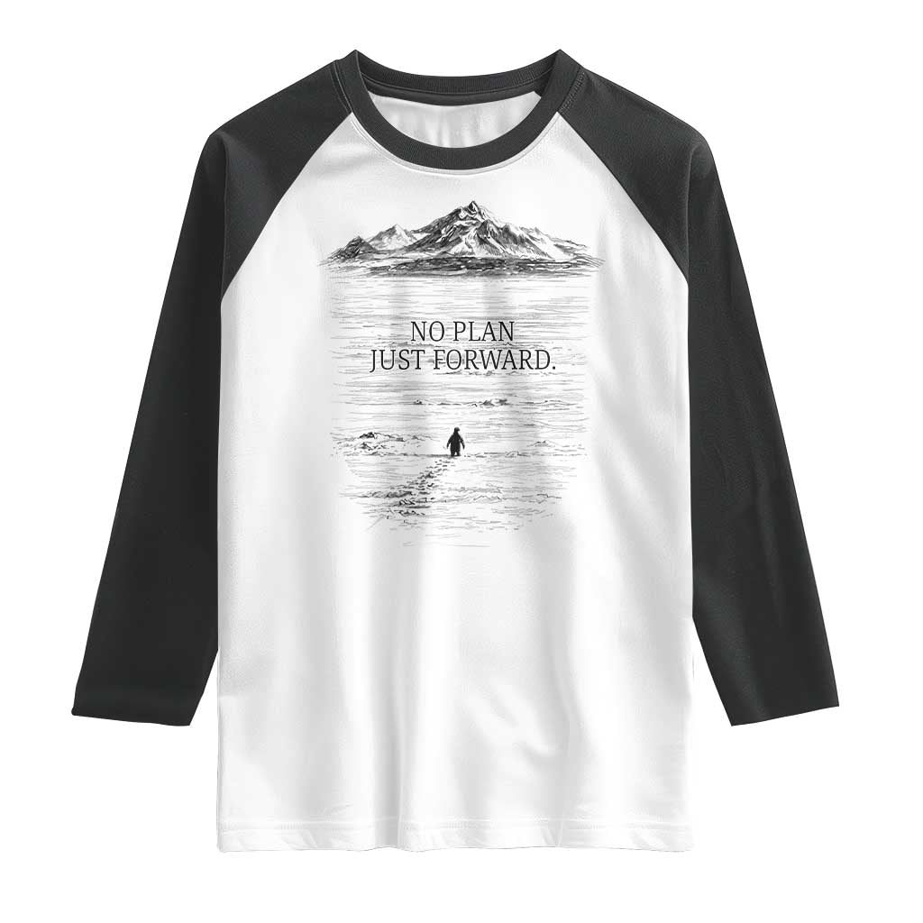 Funny Nihilist Penguin Hiking Raglan Shirt No Plan Just Forward TS14 White Black Print Your Wear