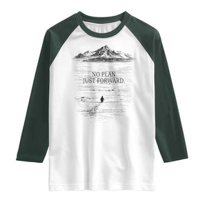Funny Nihilist Penguin Hiking Raglan Shirt No Plan Just Forward TS14 White Dark Forest Green Print Your Wear