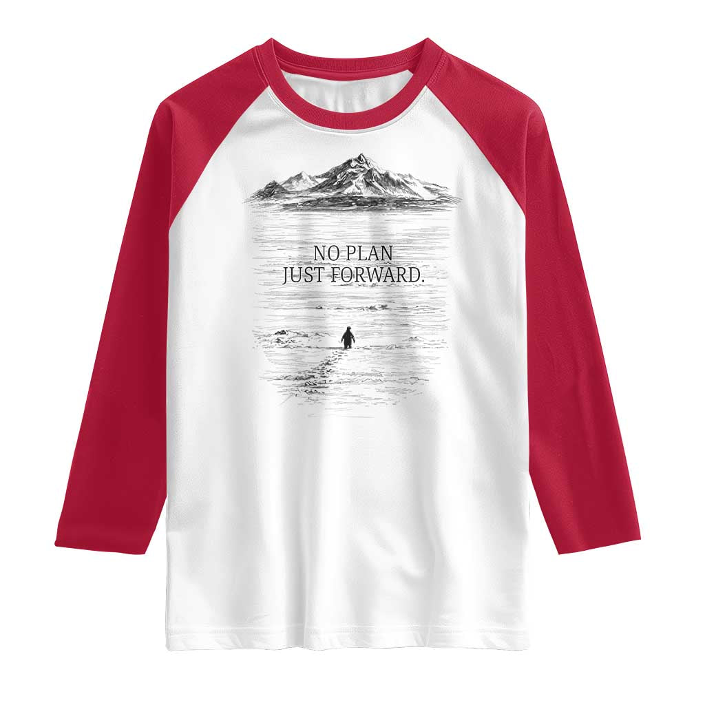 Funny Nihilist Penguin Hiking Raglan Shirt No Plan Just Forward TS14 White Red Print Your Wear