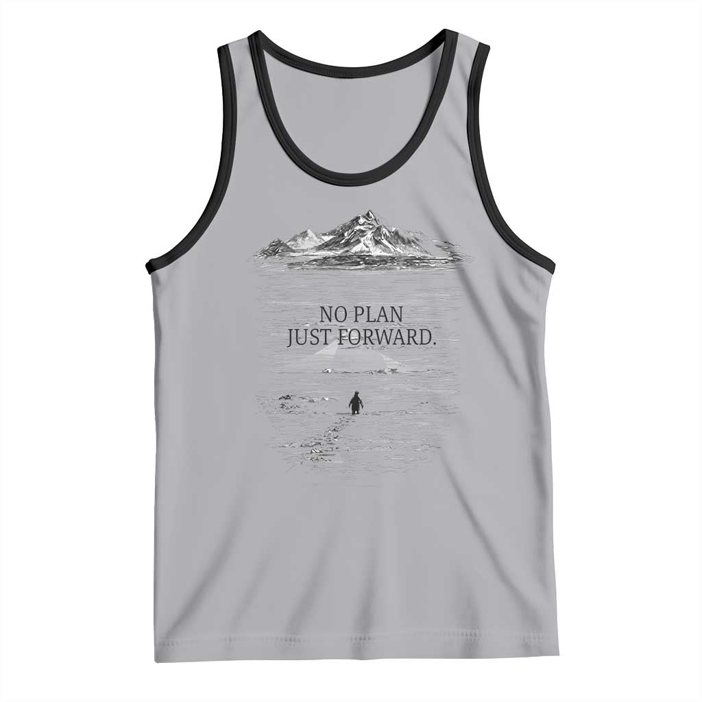 Funny Nihilist Penguin Hiking Tank Top No Plan Just Forward TS14 Athletic Heather Black Print Your Wear