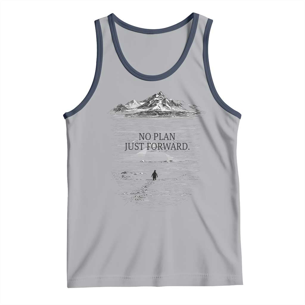 Funny Nihilist Penguin Hiking Tank Top No Plan Just Forward TS14 Athletic Heather Navy Print Your Wear