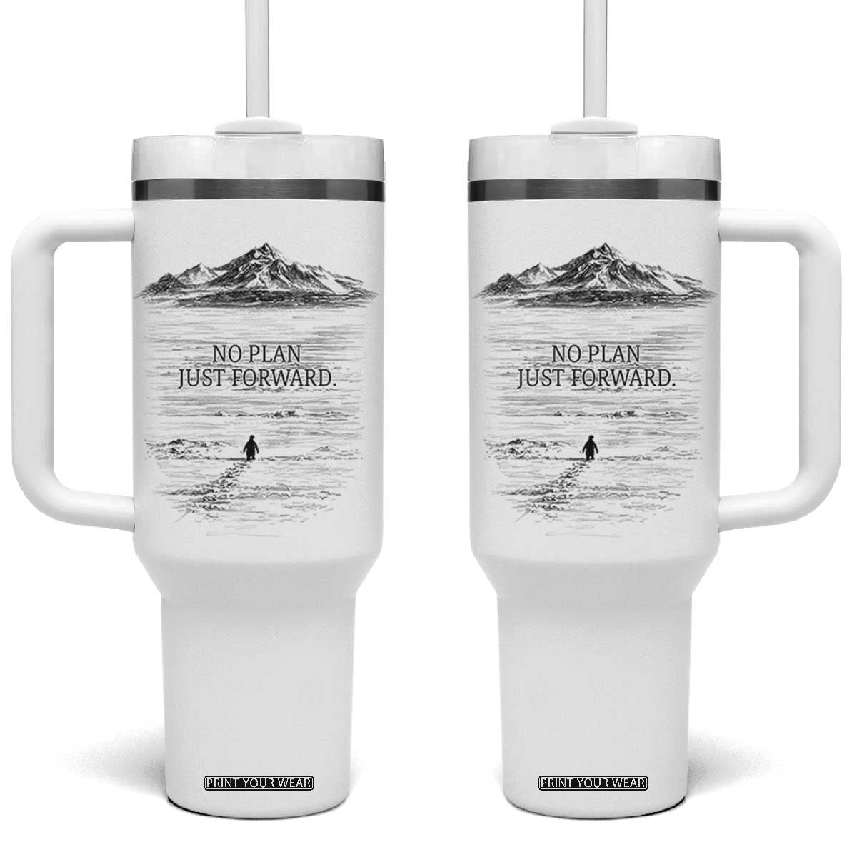 Funny Nihilist Penguin Hiking Tumbler With Handle No Plan Just Forward TS14 One Size: 40 oz White Print Your Wear