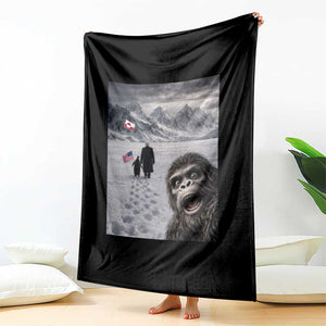 Nihilist Penguin Trump Hiking Mountains Throw Blanket Funny Bigfoot Selfie But Why TS14 Print Your Wear