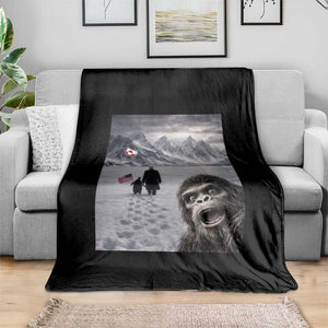 Nihilist Penguin Trump Hiking Mountains Throw Blanket Funny Bigfoot Selfie But Why TS14 Print Your Wear