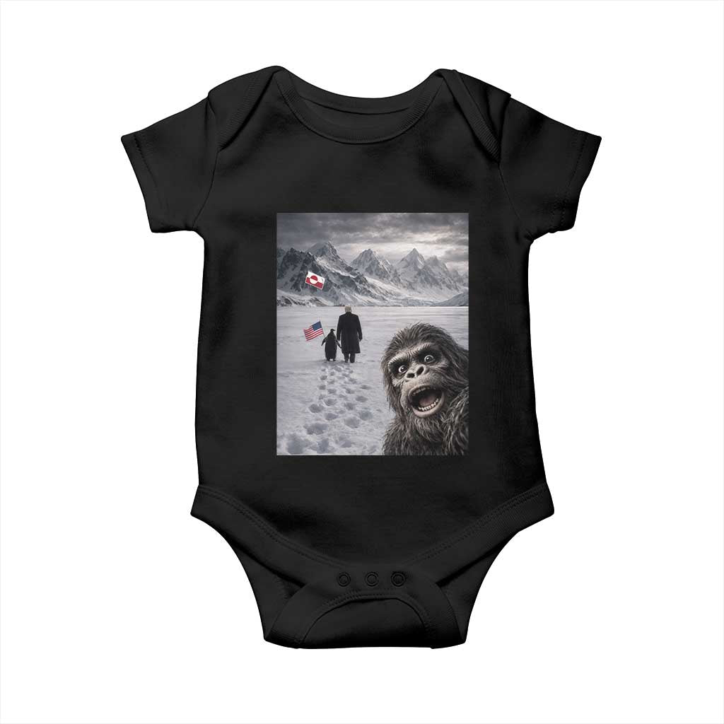 Nihilist Penguin Trump Hiking Mountains Baby Onesie Funny Bigfoot Selfie But Why TS14 Black Print Your Wear