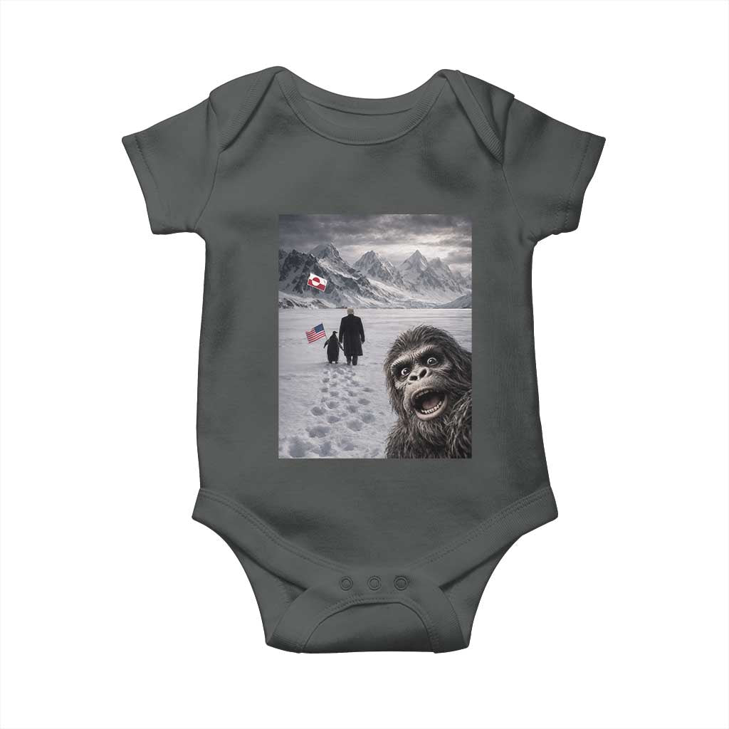 Nihilist Penguin Trump Hiking Mountains Baby Onesie Funny Bigfoot Selfie But Why TS14 Dark Heather Print Your Wear
