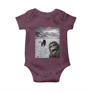Nihilist Penguin Trump Hiking Mountains Baby Onesie Funny Bigfoot Selfie But Why TS14 Maroon Print Your Wear