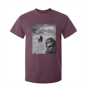 Nihilist Penguin Trump Hiking Mountains T Shirt For Kid Funny Bigfoot Selfie But Why TS14 Maroon Print Your Wear