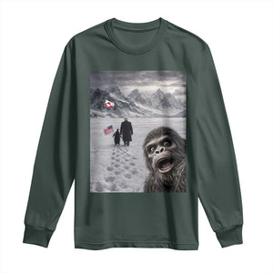 Nihilist Penguin Trump Hiking Mountains Long Sleeve Shirt Funny Bigfoot Selfie But Why TS14 Dark Forest Green Print Your Wear