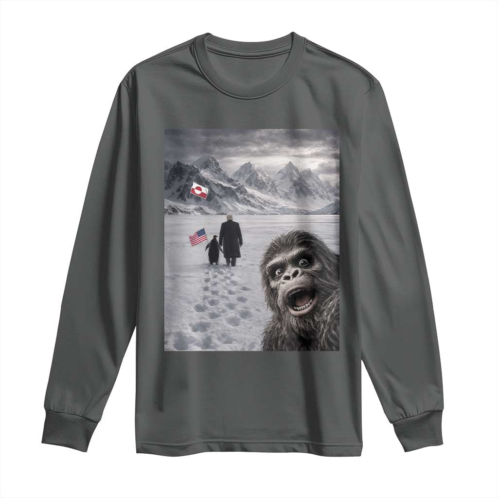 Nihilist Penguin Trump Hiking Mountains Long Sleeve Shirt Funny Bigfoot Selfie But Why TS14 Dark Heather Print Your Wear
