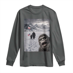 Nihilist Penguin Trump Hiking Mountains Long Sleeve Shirt Funny Bigfoot Selfie But Why TS14 Dark Heather Print Your Wear