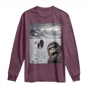 Nihilist Penguin Trump Hiking Mountains Long Sleeve Shirt Funny Bigfoot Selfie But Why TS14 Maroon Print Your Wear